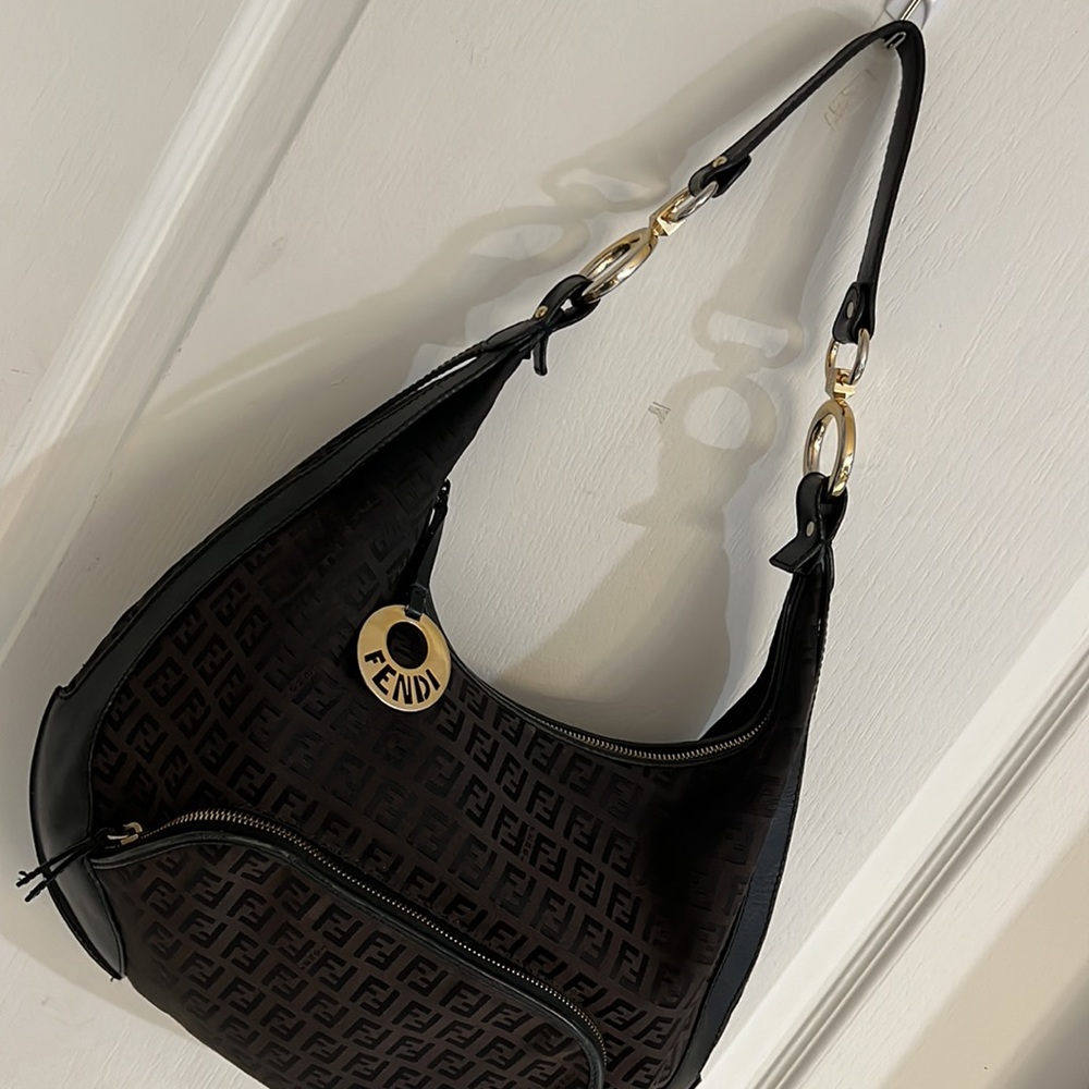 Fendi Chef Pocket Hobo Zucchino Canvas Bag